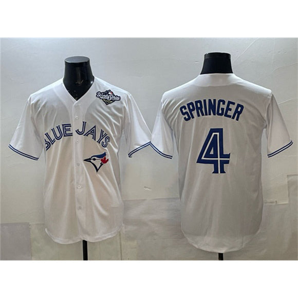 Toronto Blue Jays #4 George Springer White MAROU 2025 World Series Home Cool Base Stitched Jersey
