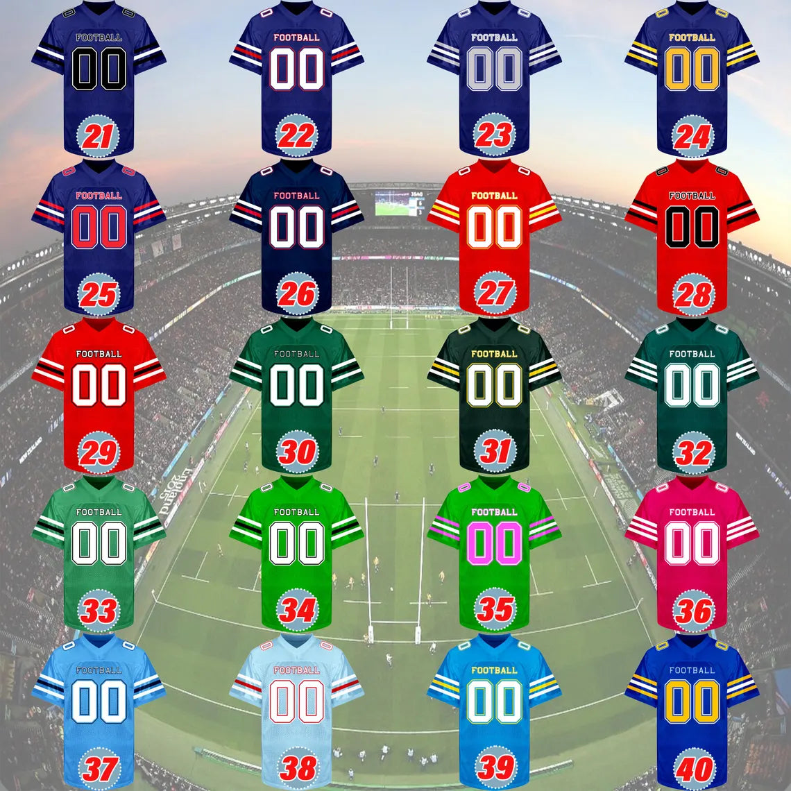Custom Football Jersey Personalized Stitched Name Number Team Logo Game Customize Football Mesh Shirt Fan Gift for Men Women Youth Sports
