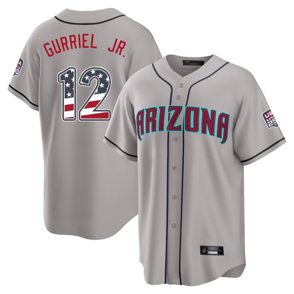 Arizona Diamondbacks #12 Lourdes Gurriel Jr Gray USA 250 Fourth of July Stitched Baseball Jersey