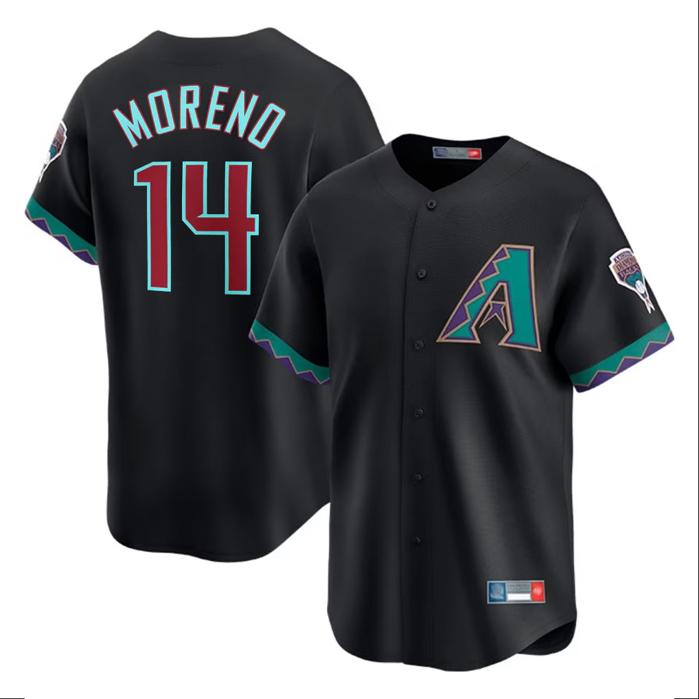 Arizona Diamondbacks #14 Gabriel Moreno Player Black Fashion Out Home Game Stitched Baseball Jersey