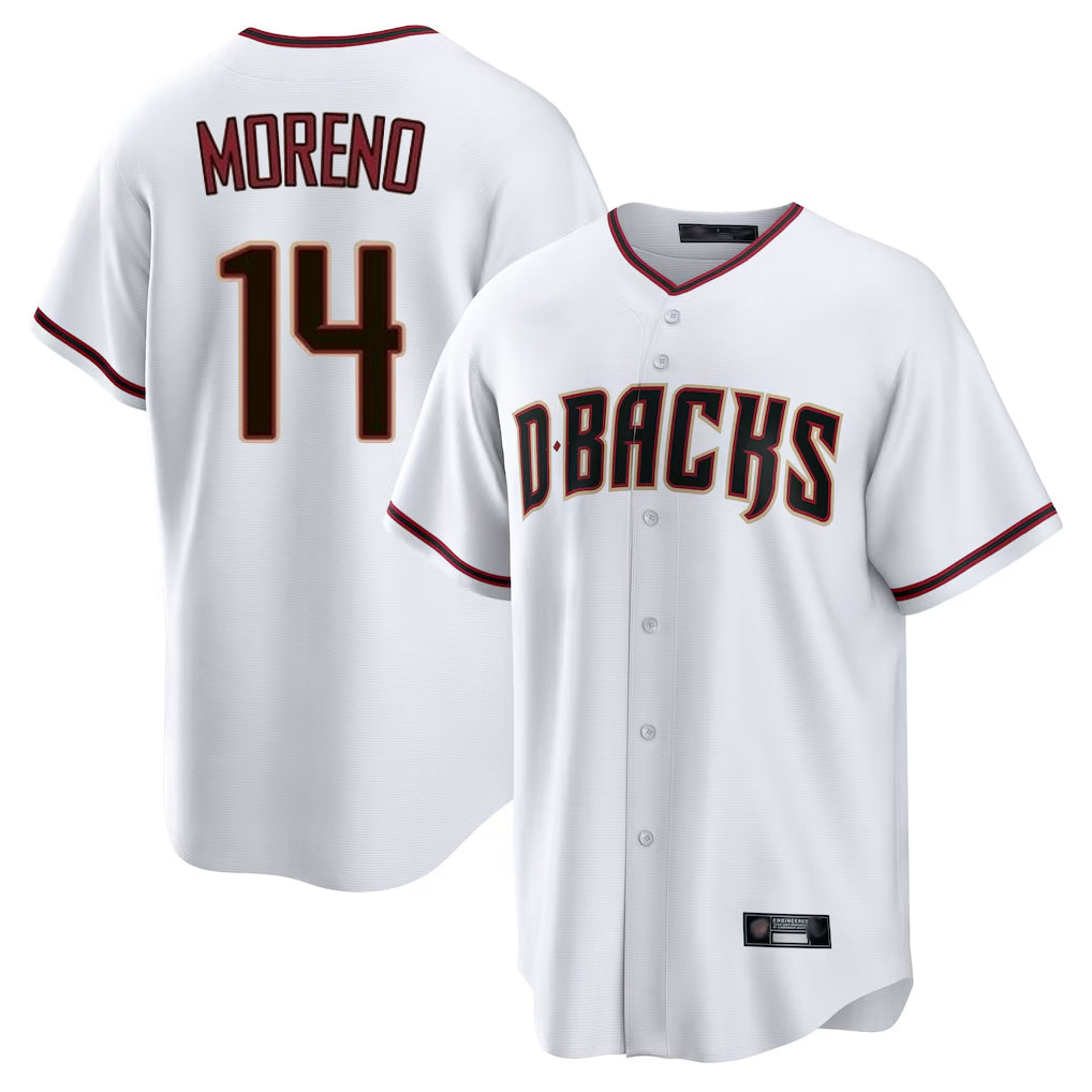 Arizona Diamondbacks #14 Gabriel Moreno Player White Home Game Stitched Baseball Jersey