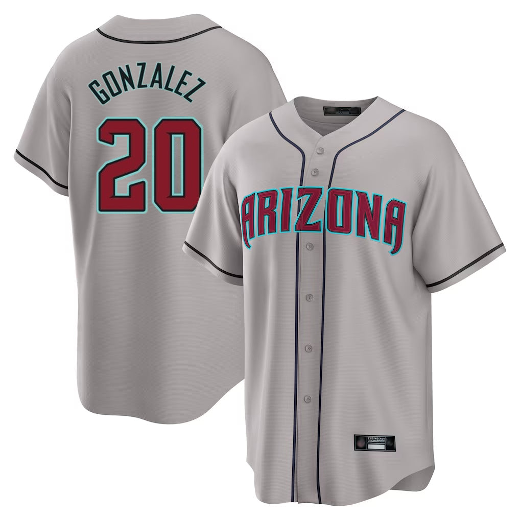 Arizona Diamondbacks #20 Luis Gonzalez Player Gray Road Home Game Stitched Baseball Jersey