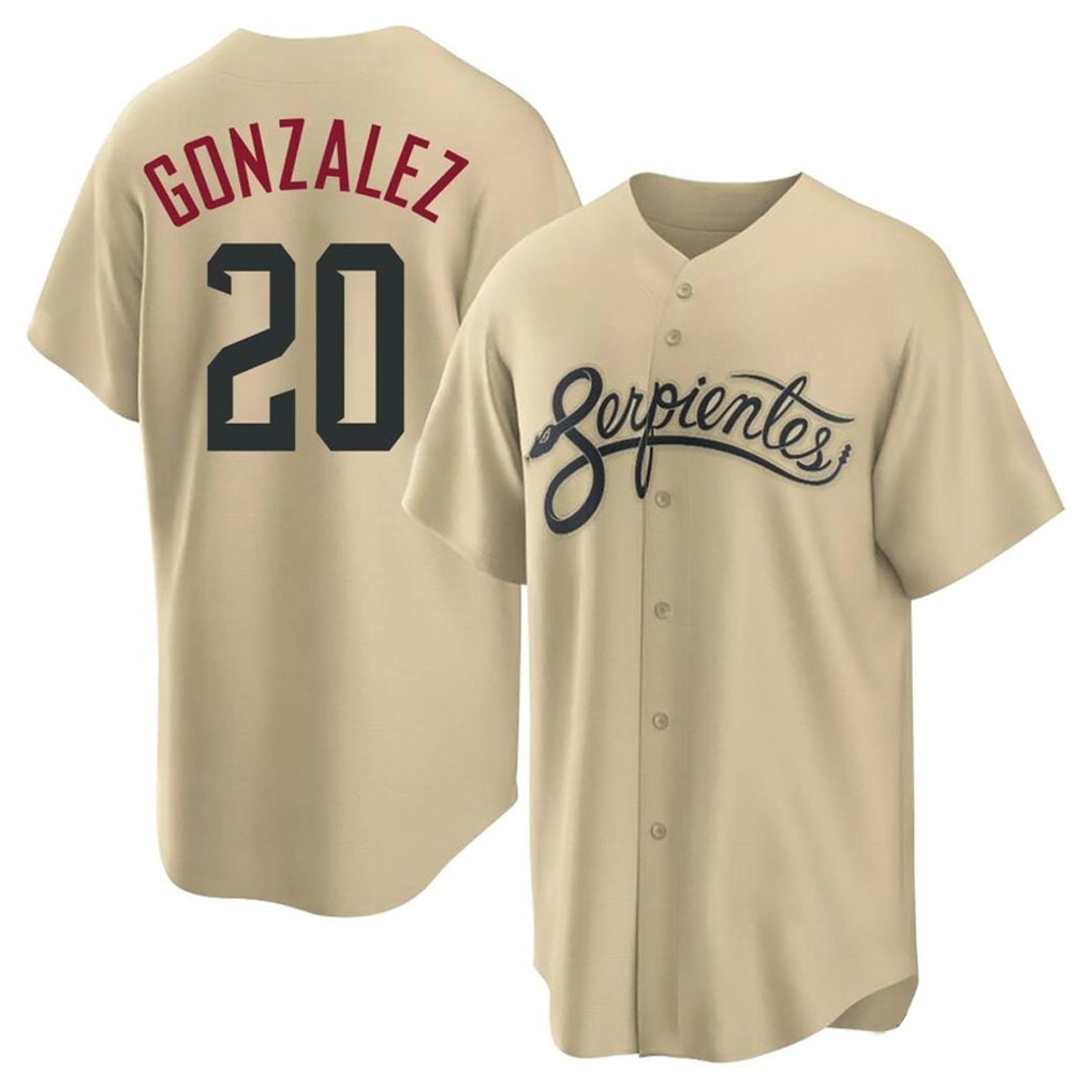 Arizona Diamondbacks #20 Luis Gonzalez Player Tan City Connect Home Game Stitched Baseball Jersey