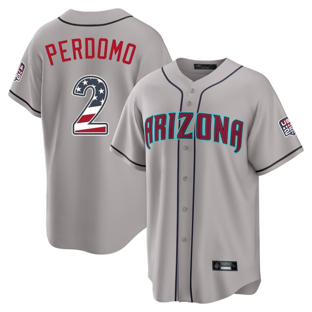 Arizona Diamondbacks #2 Geraldo Perdomo Gray USA 250 Fourth of July Home Game Stitched Baseball Jerseys