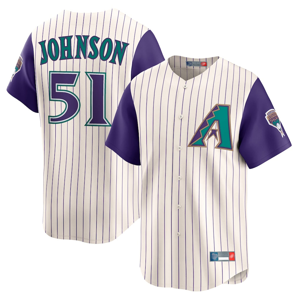 Arizona Diamondbacks #51 Randy Johnson Player Cream Throwback Cooperstown Collection Limited Stitched Baseball Jersey