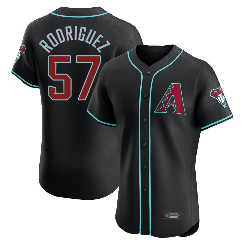 Arizona Diamondbacks #57 Eduardo Rodriguez Player Black Limited Elite Home Game Stitched Baseball Jersey