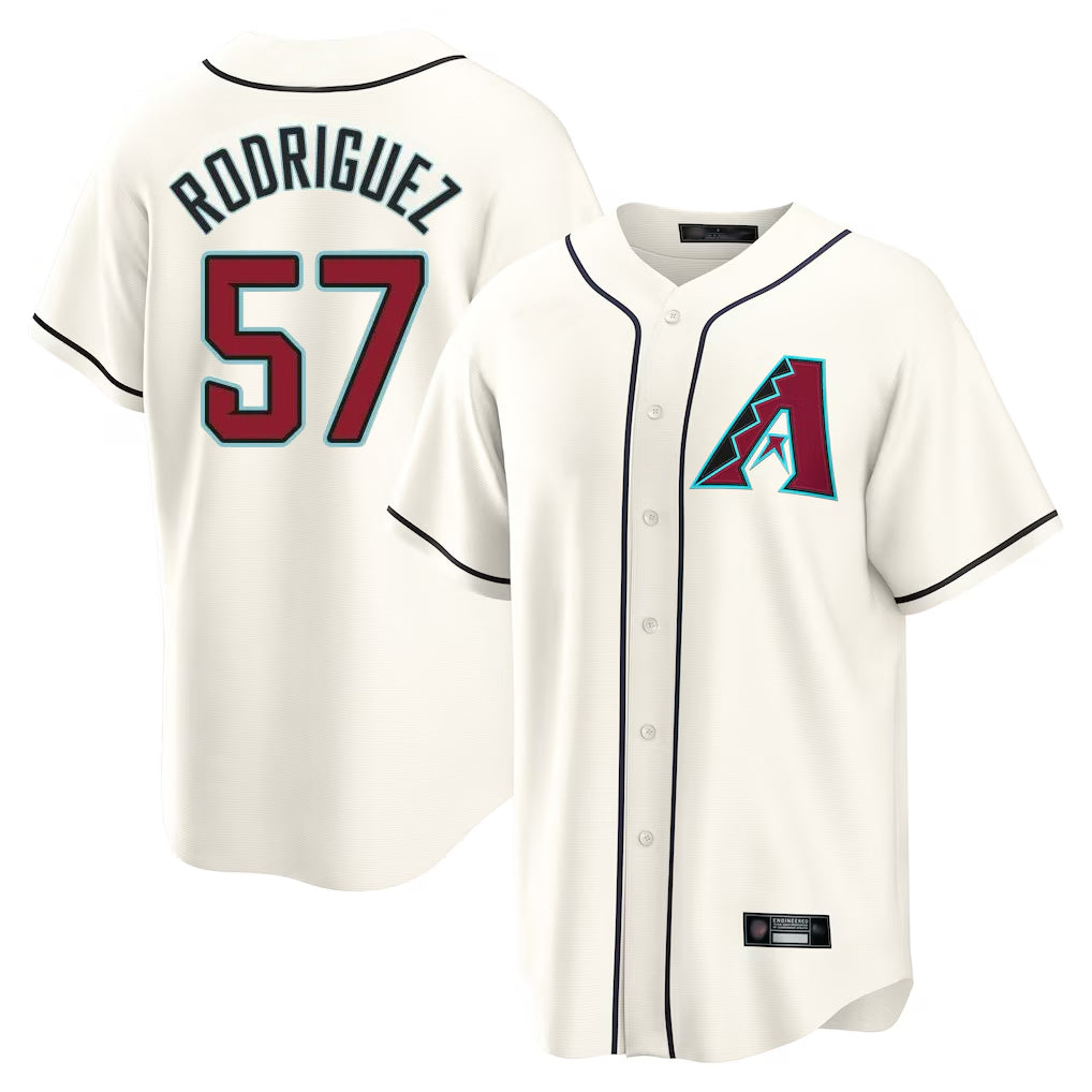 Arizona Diamondbacks #57 Eduardo Rodriguez Player Cream Home Game Stitched Baseball Jersey