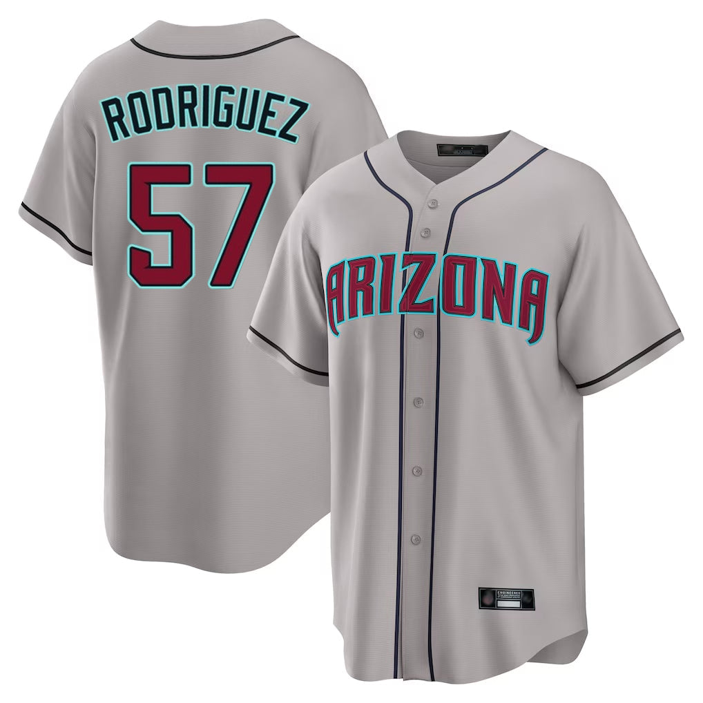 Arizona Diamondbacks #57 Eduardo Rodriguez Player Gray Road Home Game Stitched Baseball Jersey