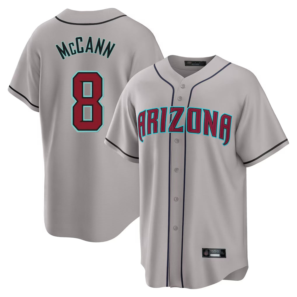Arizona Diamondbacks #8 James McCann Player Gray Road Home Game Stitched Baseball Jersey