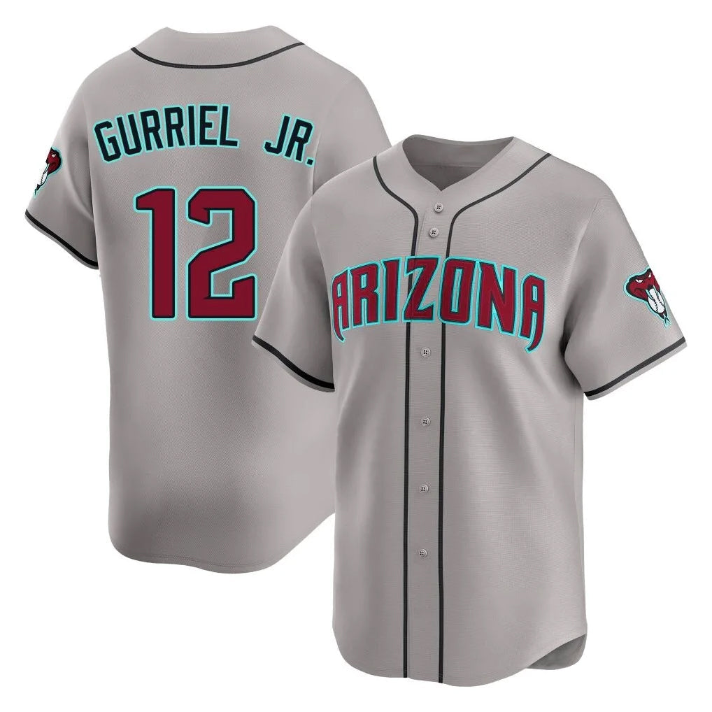 Arizona Diamondbacks #12 Lourdes Gurriel Jr Player Gray Road Limited Home Game Stitched Baseball Jersey