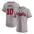 Atlanta Braves #10 Chipper Jones Player Gray Limited Elite Home Game Stitched Baseball Jersey