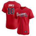 Atlanta Braves #10 Chipper Jones Player Red Limited Elite Home Game Stitched Baseball Jersey