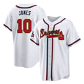Atlanta Braves #10 Chipper Jones Player White Gold Home Game Stitched Baseball Jersey
