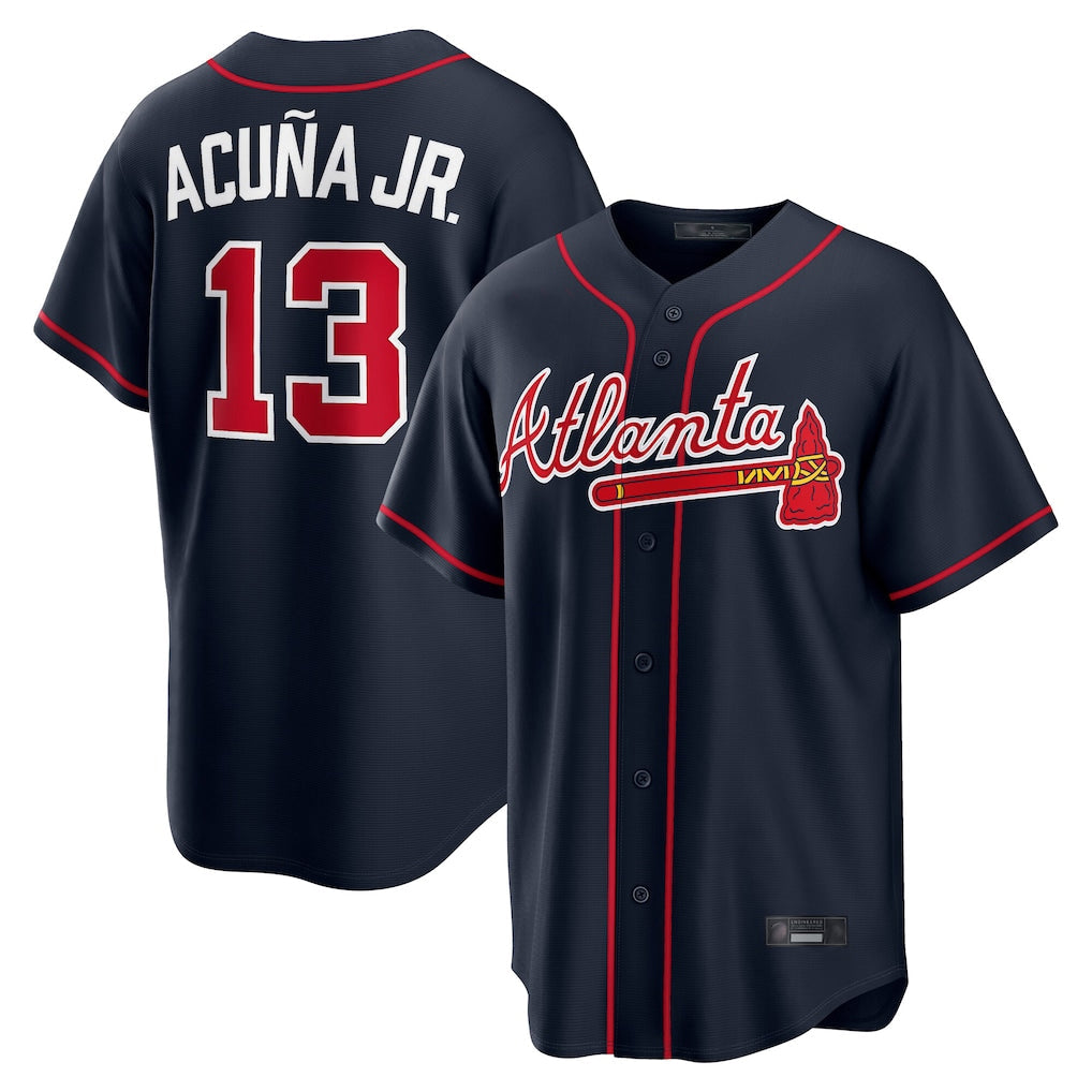 Atlanta Braves #13 Ronald Acuna Jr Player Navy Home Game Stitched Baseball Jersey