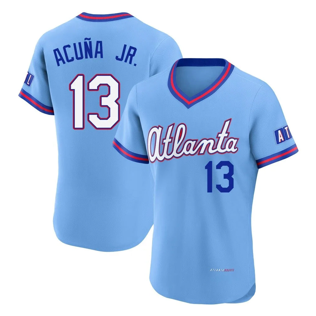 Atlanta Braves #13 Ronald Acuna Jr Player Powder Blue 2026 City Connect T-shirt Limited Elite Home Game Stitched Baseball Jersey