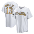 Atlanta Braves #13 Ronald Acuna Jr Player White-Gold All-Star Home Game Stitched Baseball Jersey