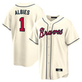 Atlanta Braves #1 Ozzie Albies Player Cream Home Game Stitched Baseball Jersey