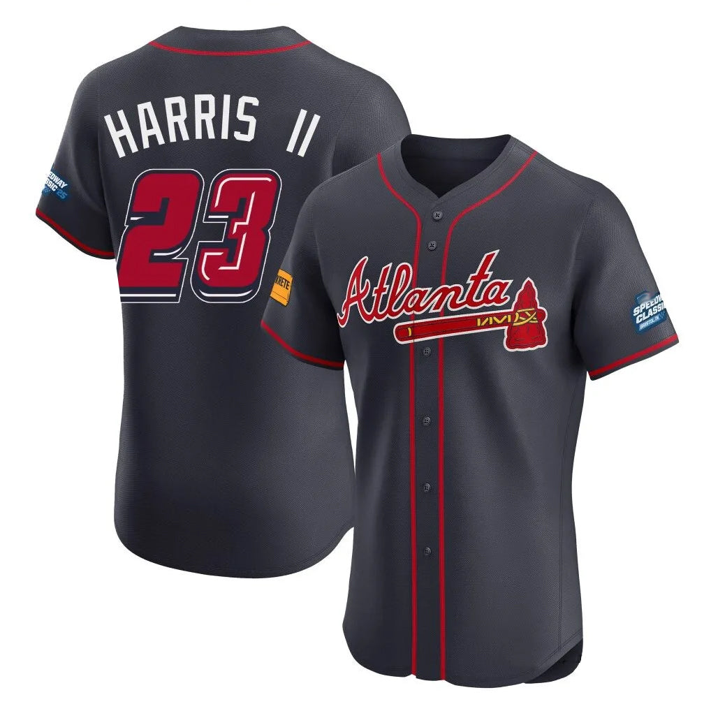 Atlanta Braves #23 Michael Harris II Player Navy 2025 Speedway Classic Limited Elite Home Game Stitched Baseball Jersey