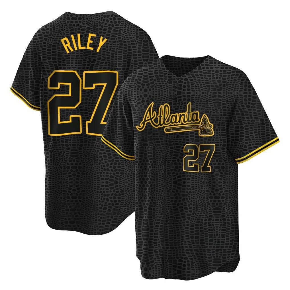 Atlanta Braves #27 Austin Riley Player Black Snake Skin City Home Game Stitched Baseball Jersey