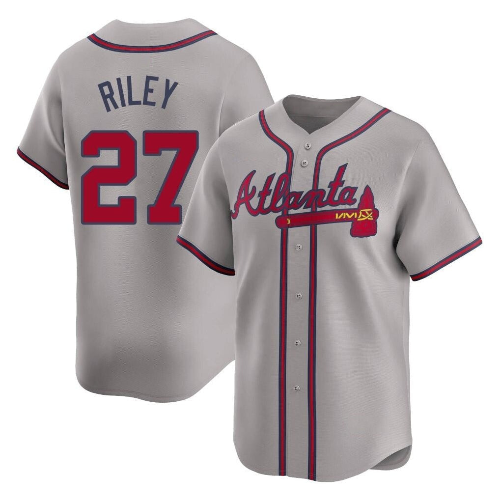 Atlanta Braves #27 Austin Riley Player Gray Limited Home Game Stitched Baseball Jersey