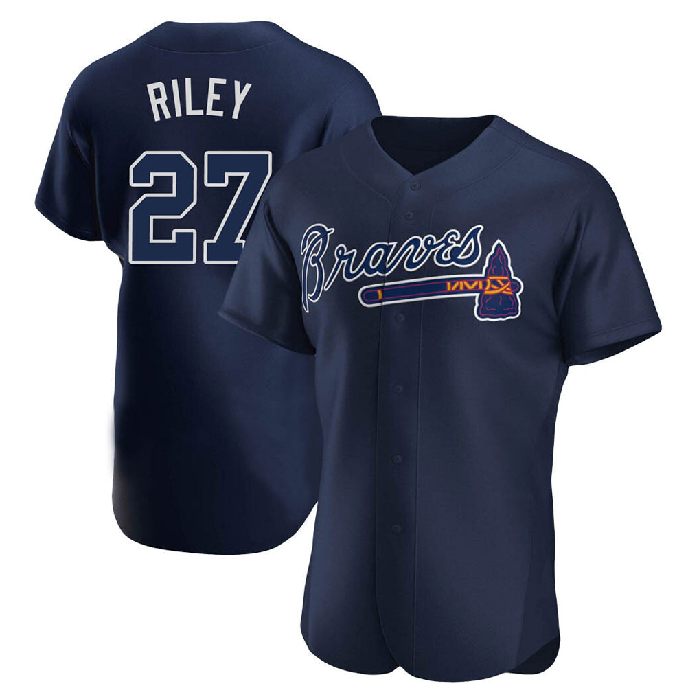 Atlanta Braves #27 Austin Riley Player Navy Alternate Limited Elite Home Game Stitched Baseball Jersey