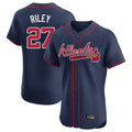Atlanta Braves #27 Austin Riley Player Navy Limited Elite Home Game Stitched Baseball Jersey