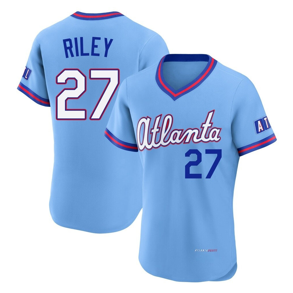 Atlanta Braves #27 Austin Riley Player Powder Blue 2026 City Connect T-shirt Limited Elite Home Game Stitched Baseball Jersey