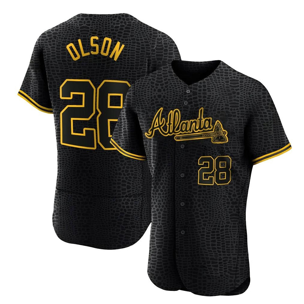 Atlanta Braves #28 Matt Olson Player Black Snake Skin City Limited Elite Home Game Stitched Baseball Jersey