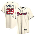 Atlanta Braves #29 John Smoltz Player Cream Home Game Stitched Baseball Jersey