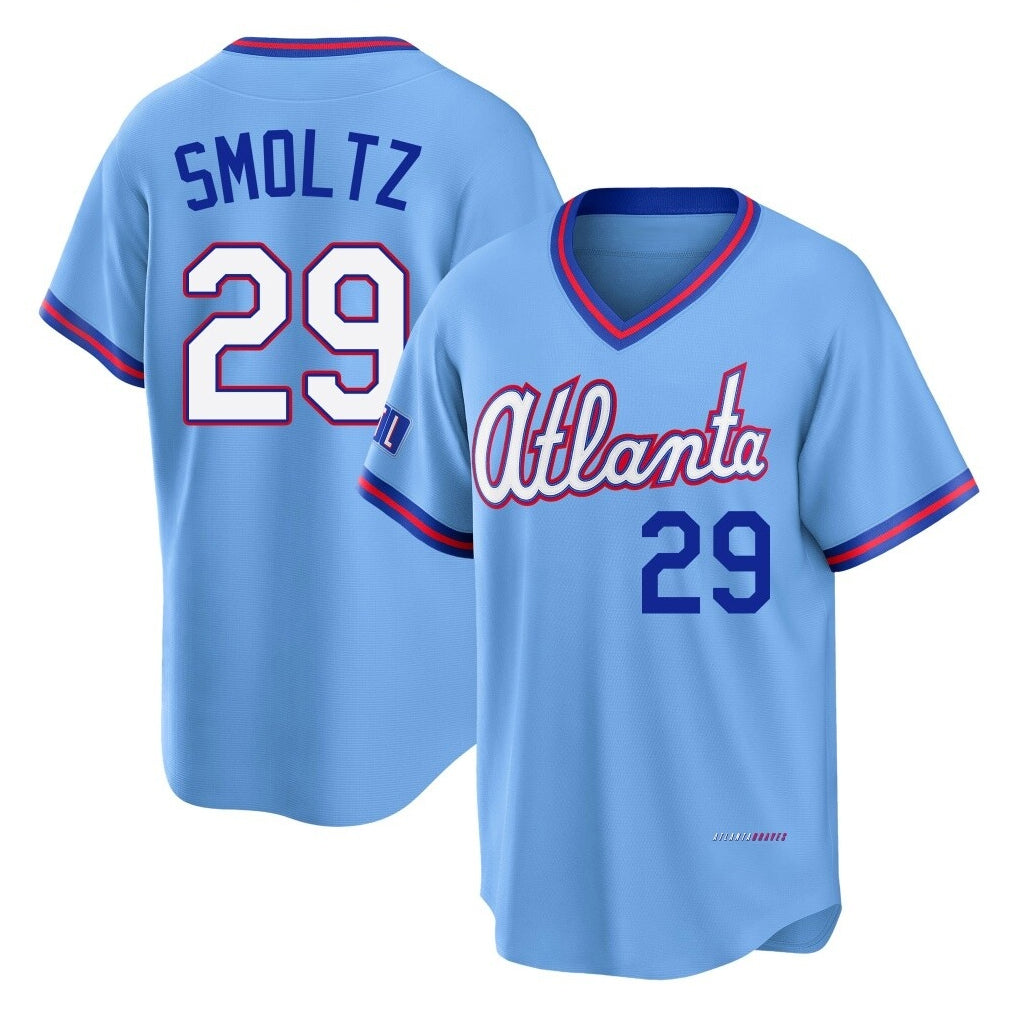 Atlanta Braves #29 John Smoltz Player Powder Blue 2026 City Connect T-shirt Home Game Stitched Baseball Jersey
