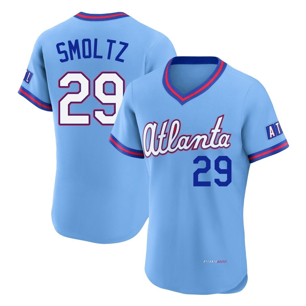 Atlanta Braves #29 John Smoltz Player Powder Blue 2026 City Connect T-shirt Limited Elite Home Game Stitched Baseball Jersey