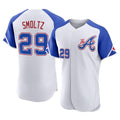 Atlanta Braves #29 John Smoltz Player White City Connect Limited Elite Home Game Stitched Baseball Jersey