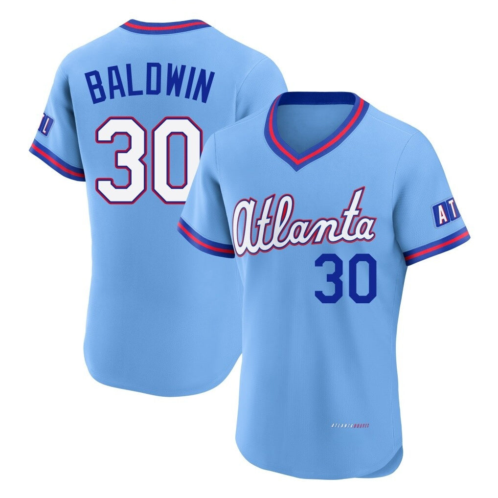 Atlanta Braves #30 Drake Baldwin Player Powder Blue 2026 City Connect T-shirt Limited Elite Home Game Stitched Baseball Jersey