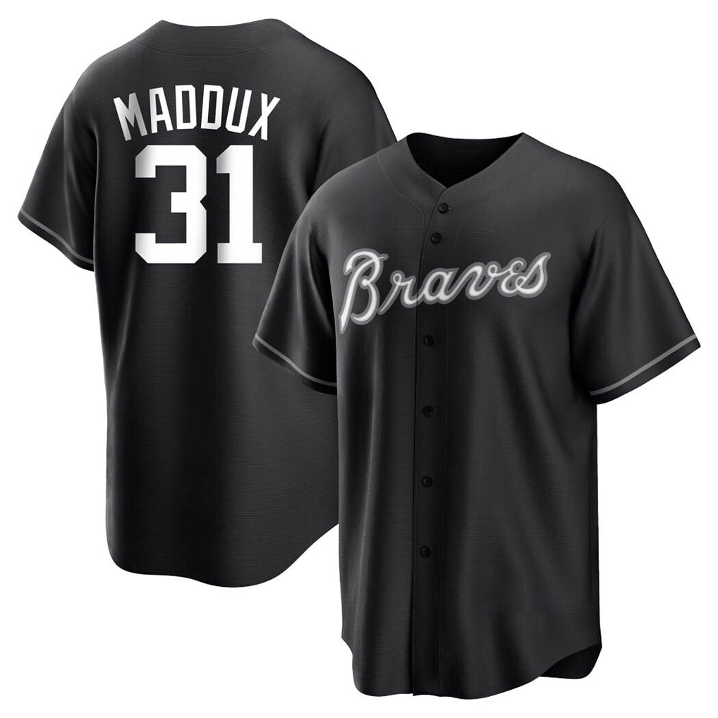 Atlanta Braves #31 Greg Maddux Player Black Home Game Stitched Baseball Jersey