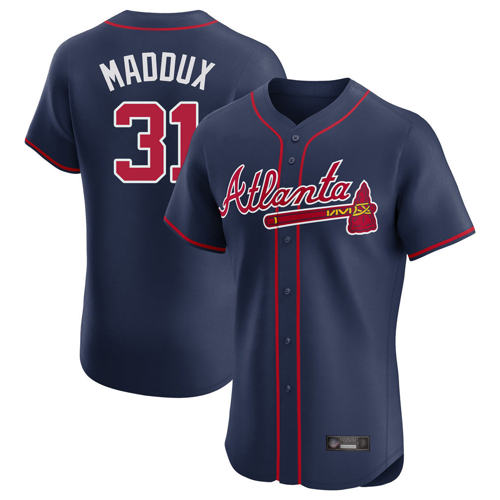 Atlanta Braves #31 Greg Maddux Player Navy Limited Elite Home Game Stitched Baseball Jersey