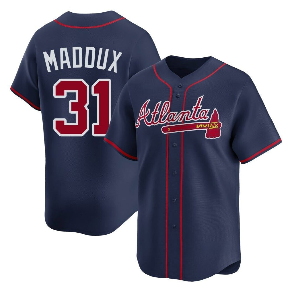 Atlanta Braves #31 Greg Maddux Player Navy Limited Home Game Stitched Baseball Jersey