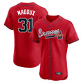 Atlanta Braves #31 Greg Maddux Player Red Limited Elite Home Game Stitched Baseball Jersey