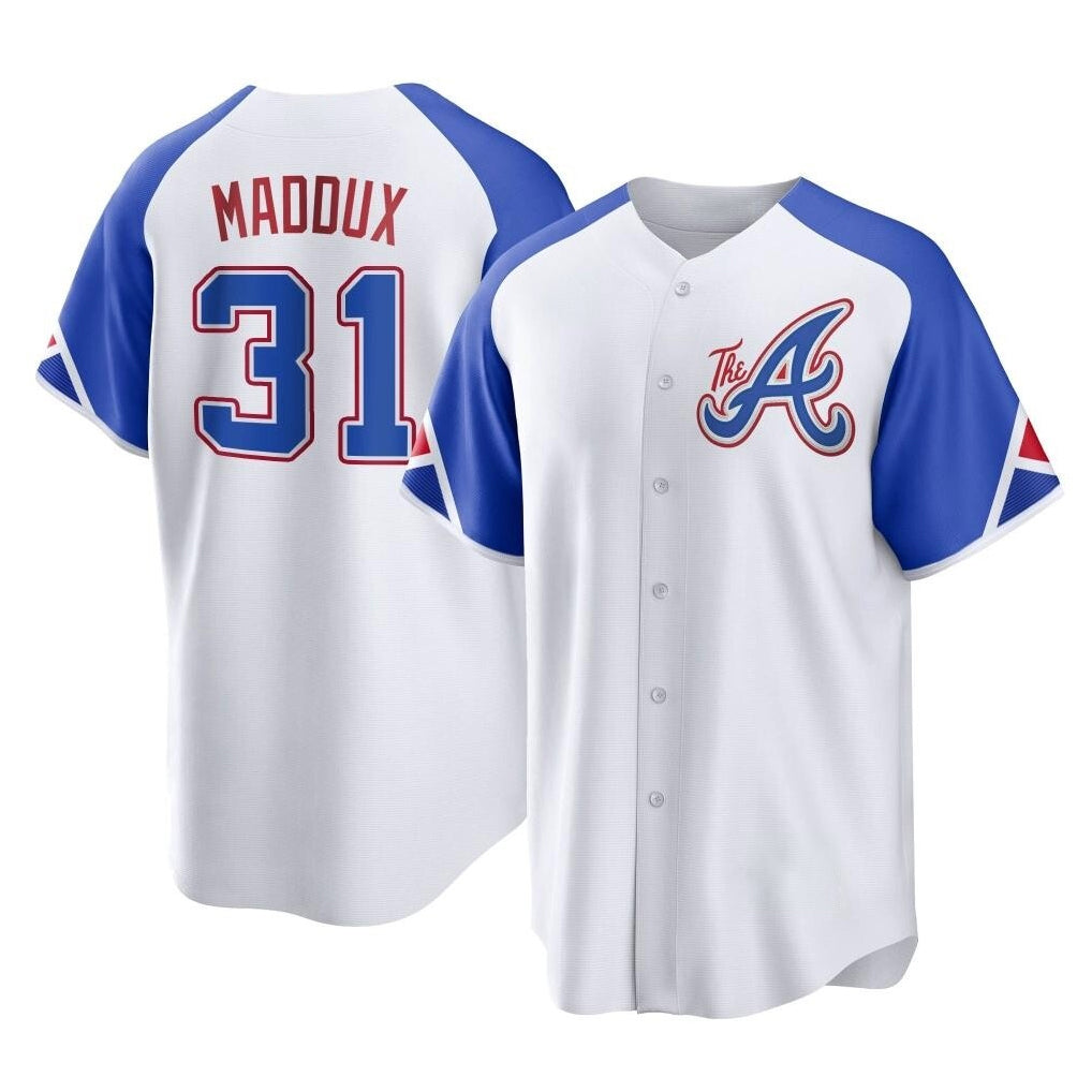 Atlanta Braves #31 Greg Maddux Player White City Connect Home Game Stitched Baseball Jersey