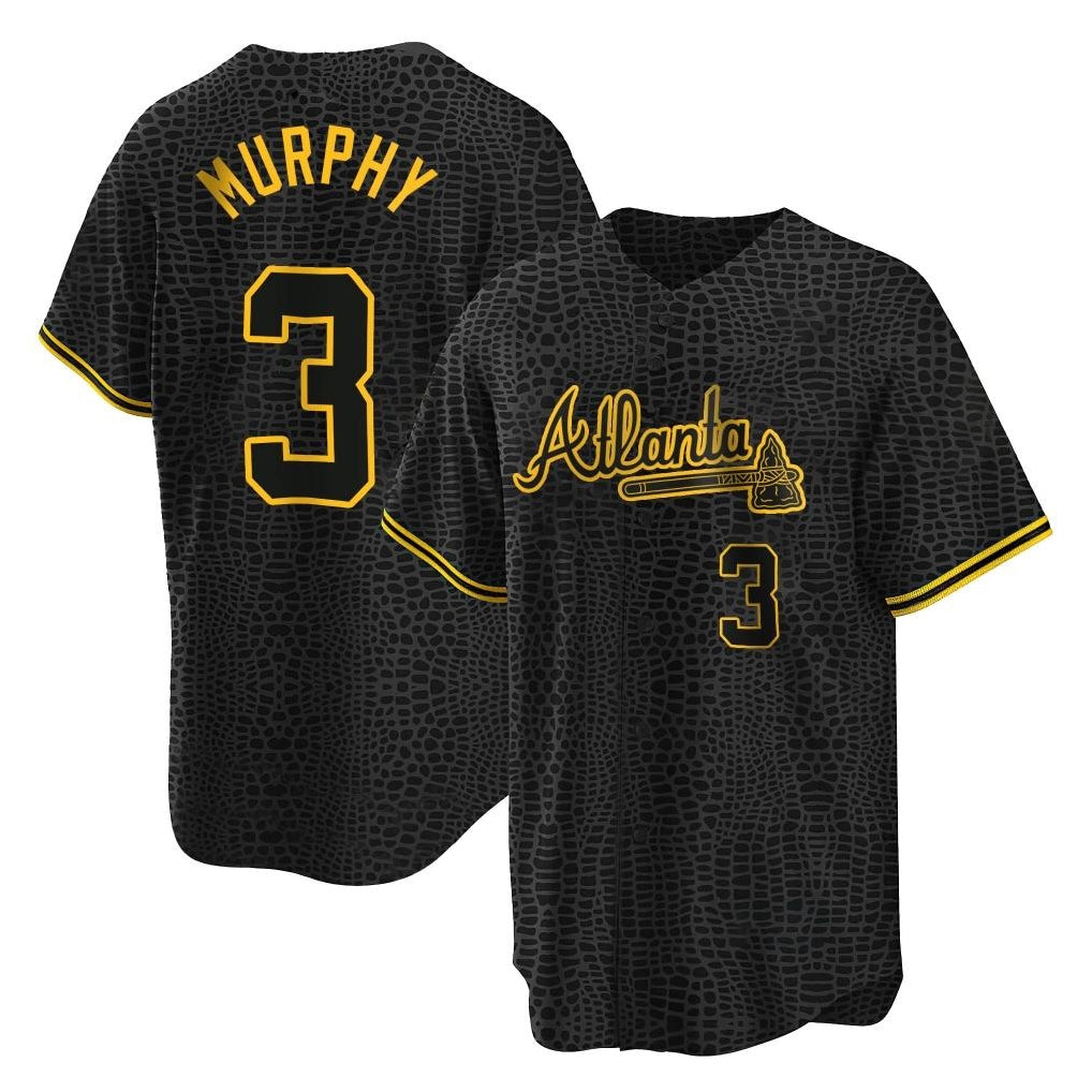 Atlanta Braves #3 Dale Murphy Player Black Snake Skin City Home Game Stitched Baseball Jersey