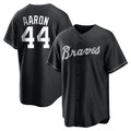 Atlanta Braves #44 Hank Aaron Player Black Home Game Stitched Baseball Jersey