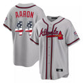 Atlanta Braves #44 Hank Aaron Player Gray USA 250 Fourth Of July Limited Home Game Stitched Baseball Jersey