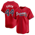 Atlanta Braves #44 Hank Aaron Player Red Limited Home Game Stitched Baseball Jersey