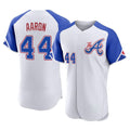 Atlanta Braves #44 Hank Aaron Player White City Connect Limited Elite Home Game Stitched Baseball Jersey