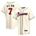 Atlanta Braves #7 Ha-Seong Kim Player Cream Home Game Stitched Baseball Jersey