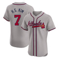 Atlanta Braves #7 Ha-Seong Kim Player Gray Limited Elite Home Game Stitched Baseball Jersey