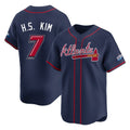 Atlanta Braves #7 Ha-Seong Kim Player Navy 2025 Speedway Classic Home Game Stitched Baseball Jersey