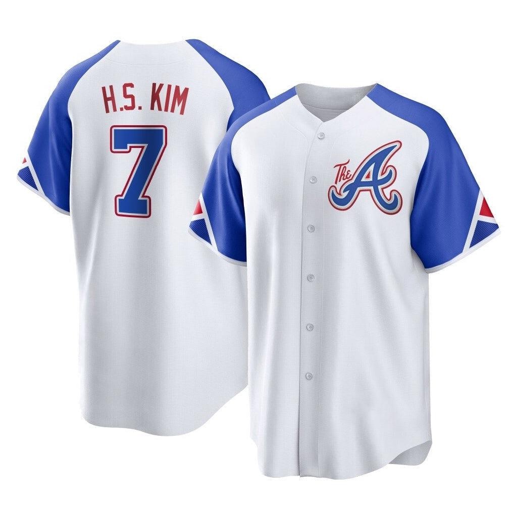 Atlanta Braves #7 Ha-Seong Kim Player White City Connect Home Game Stitched Baseball Jersey