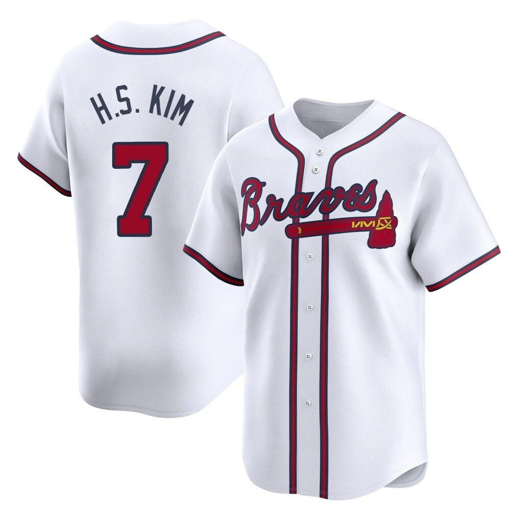 Atlanta Braves #7 Ha-Seong Kim Player White Limited Home Game Stitched Baseball Jersey