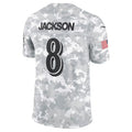 Lamar Jackson Ravens #8 Camo 2024 Salute to Service Limited Stitched Football Jersey