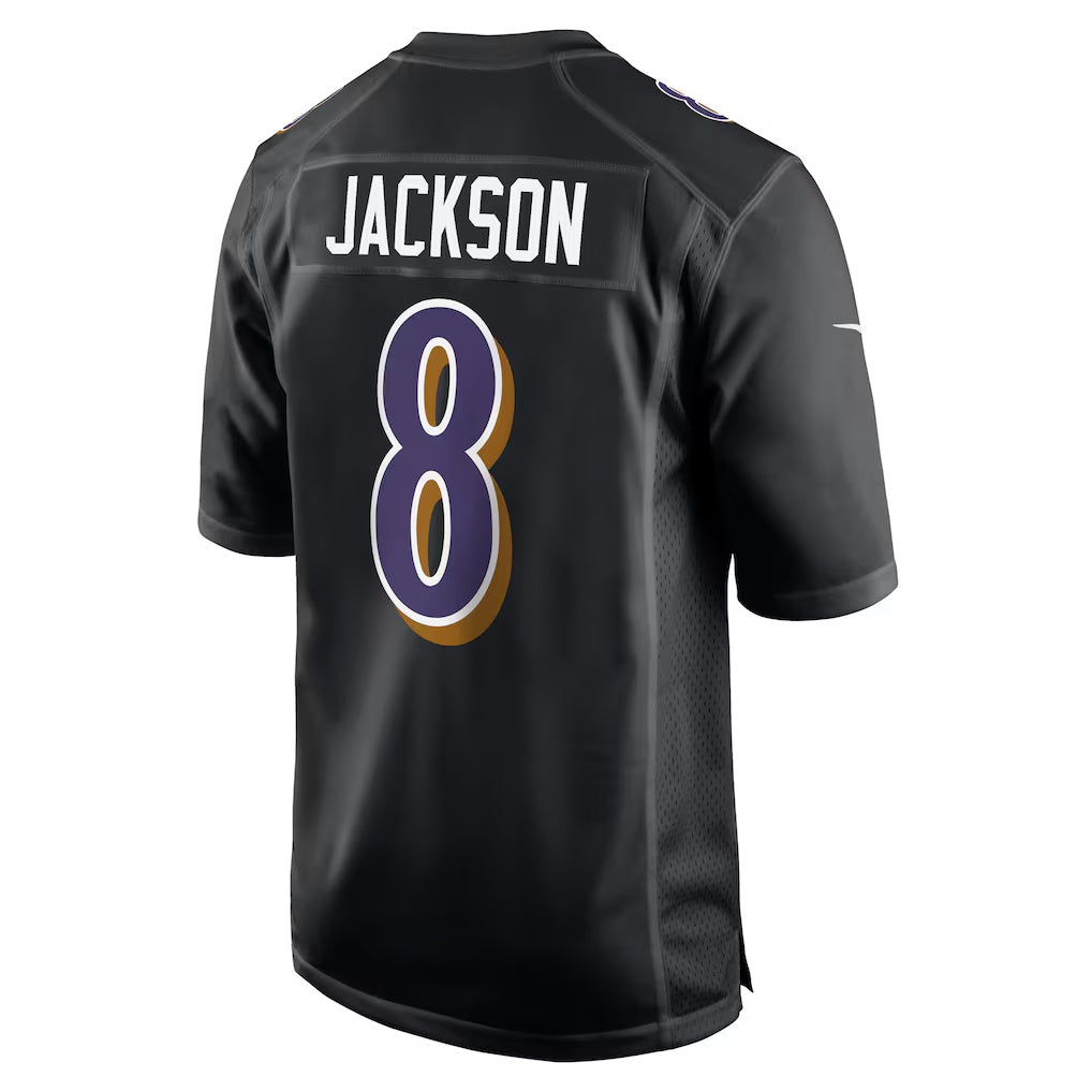 Lamar Jackson Ravens #8 Black Fashion Game Stitched Football Jersey